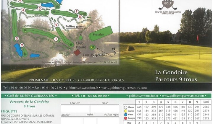 Carte de score - Golf de Bussy-Guermantes - La Gondoire